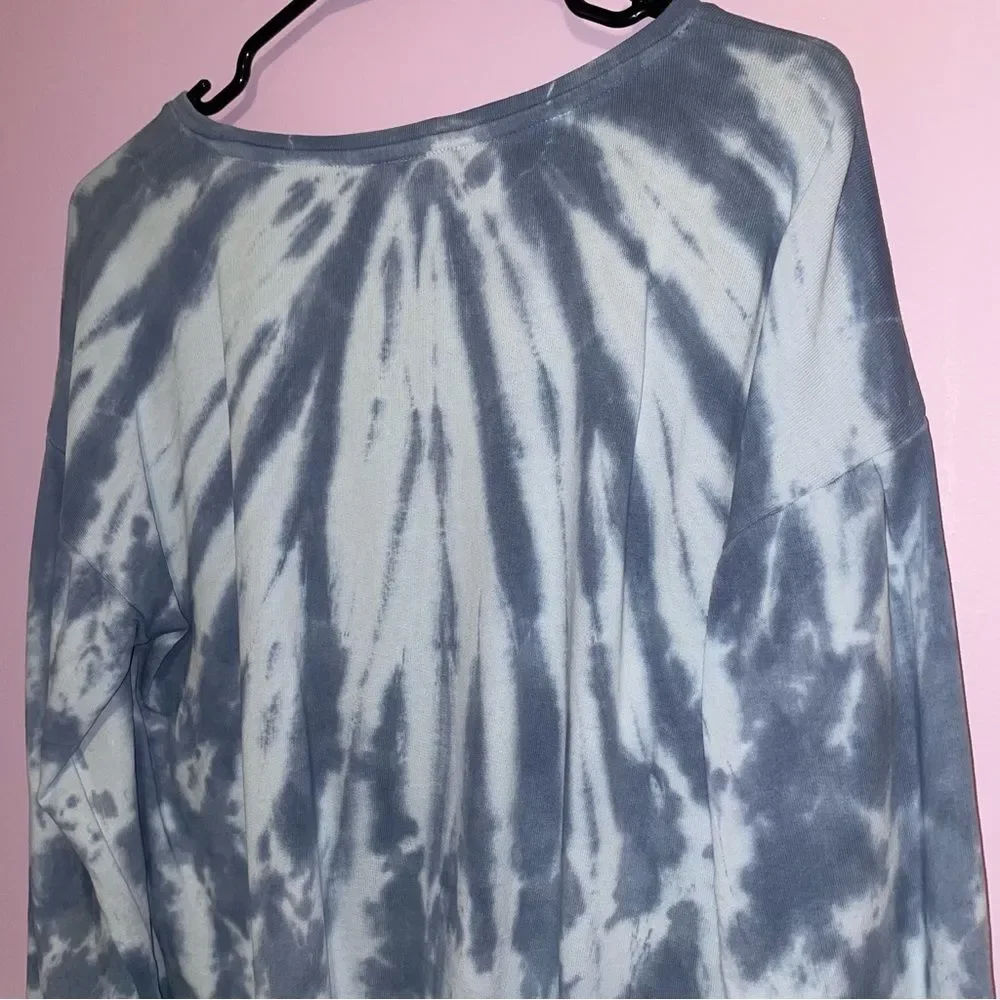 Pure Jill by J Jill S Blue Boho Tie-Dye Long Sleeve Tee Cotton Knit